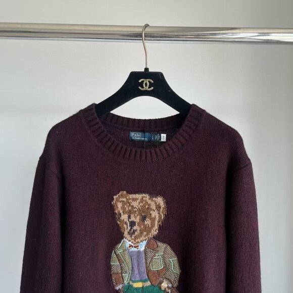 Polo Ralph Lauren Maroon Sweater with Bear Motif - Picture 3 of 6